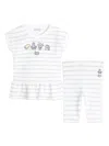 Kenzo Striped Cotton Dress Set In Neutrals