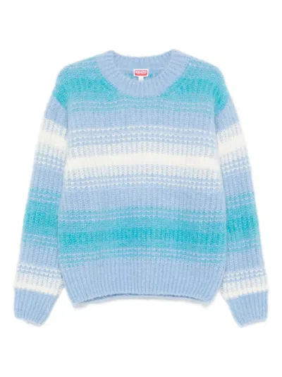 Kenzo Striped Alpaca Sweater Knitwear Light Blue