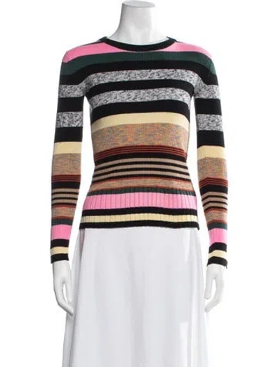 Pre-owned Kenzo Striped Crew Neck Sweater In Black