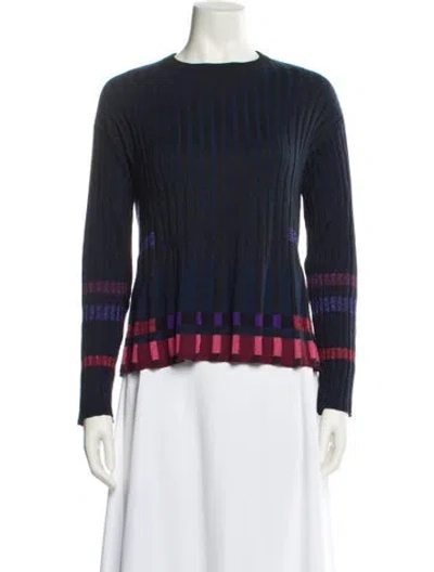 Pre-owned Kenzo Striped Crew Neck Sweater In Blue