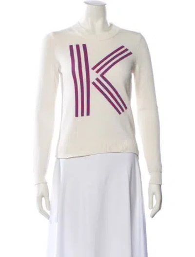 Pre-owned Kenzo Striped Crew Neck Sweater In Neutral