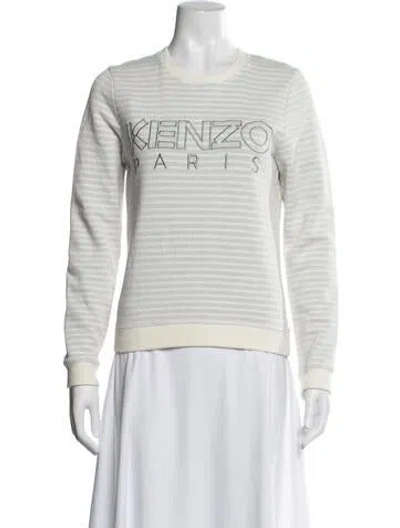 Pre-owned Kenzo Striped Crew Neck Top In Neutrals