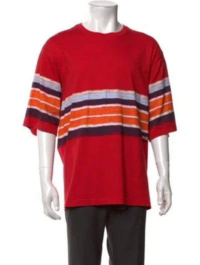 Pre-owned Kenzo Striped Crew Neck T-shirt In Red