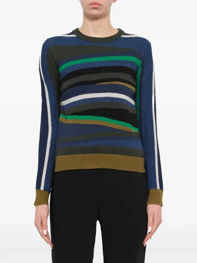 Kenzo Striped Crew-neck Sweater In Blue