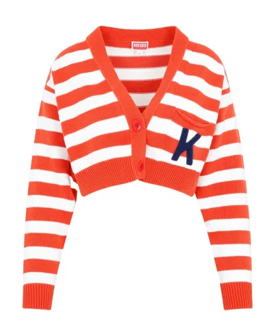 KENZO STRIPED CROPPED CARDIGAN