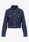 Kenzo Striped Denim Jacket In Blue