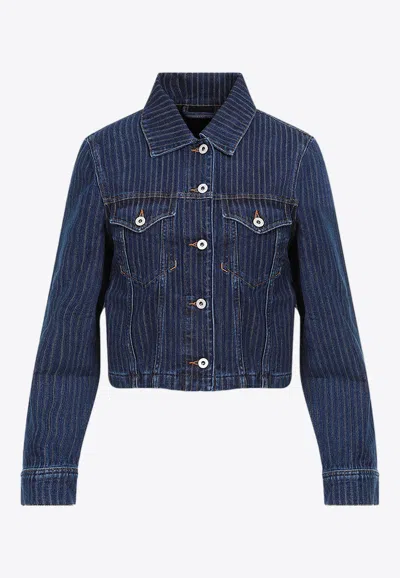 Kenzo Striped Denim Jacket In Navy