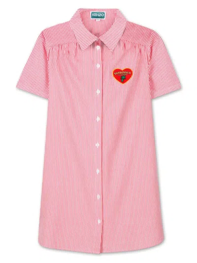 Kenzo Kids' Short Sleeve Dress In Pink