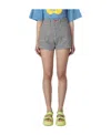 Kenzo Striped Embroidered High-waisted Shorts In Nude