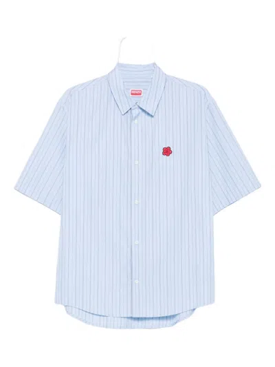 Kenzo Striped Embroidered Shirt In Blue