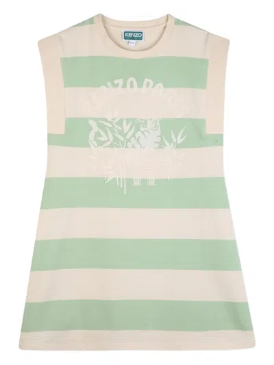 Kenzo Kids' Striped Graphic Casual Dress In Multi