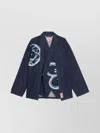 Kenzo Striped Graphic Print Long Sleeve Blazer In Blue
