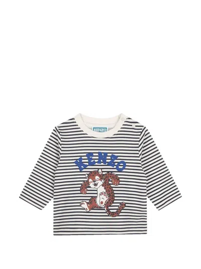 Kenzo Babies' Striped Graphic-print T-shirt In Multi