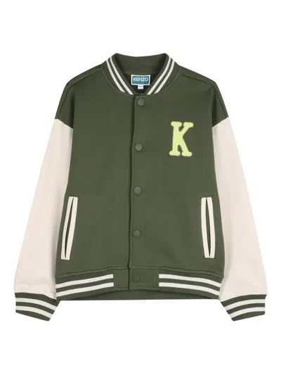 Kenzo Kids' Striped-hem Cardigan In Green