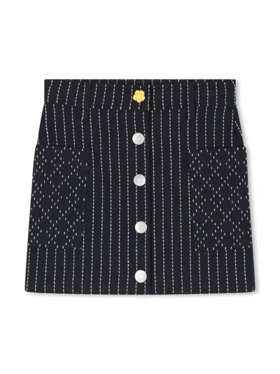 Kenzo Kids' Striped High-waist Skirt In 蓝色
