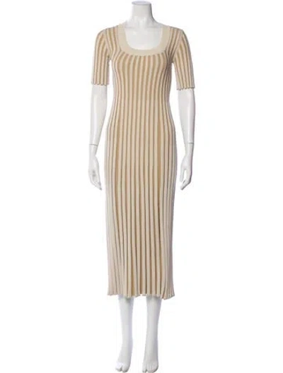 Pre-owned Kenzo Striped Long Dress In Neutral