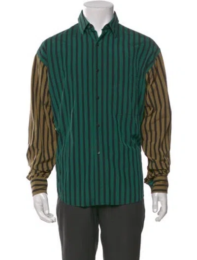 Pre-owned Kenzo Striped Long Sleeve Shirt In Green