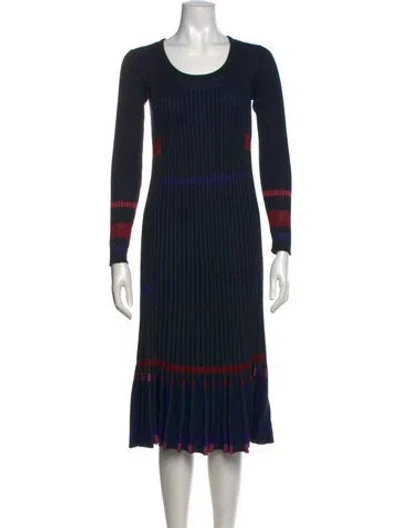 Pre-owned Kenzo Striped Midi Length Dress In Blue
