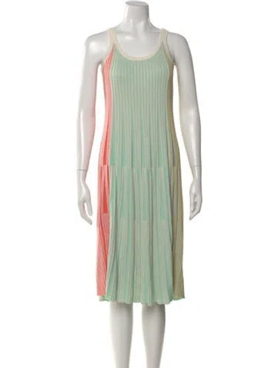 Pre-owned Kenzo Striped Midi Length Dress In Green