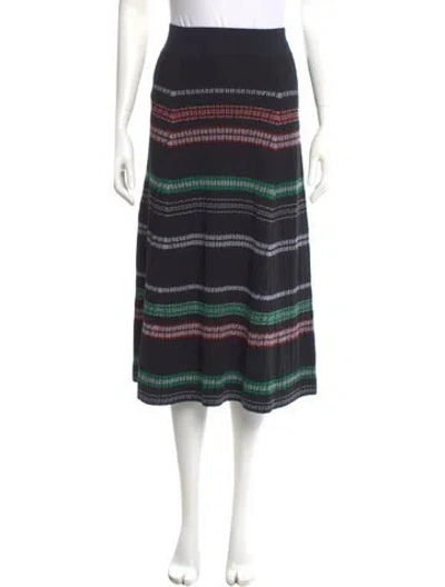 Pre-owned Kenzo Striped Midi Length Skirt In Black