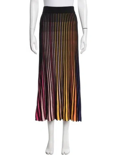 Pre-owned Kenzo Striped Midi Length Skirt In Black/orange/pink