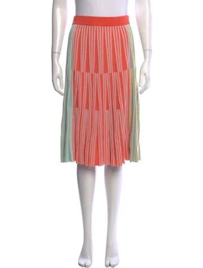 Pre-owned Kenzo Striped Midi Length Skirt In Orange