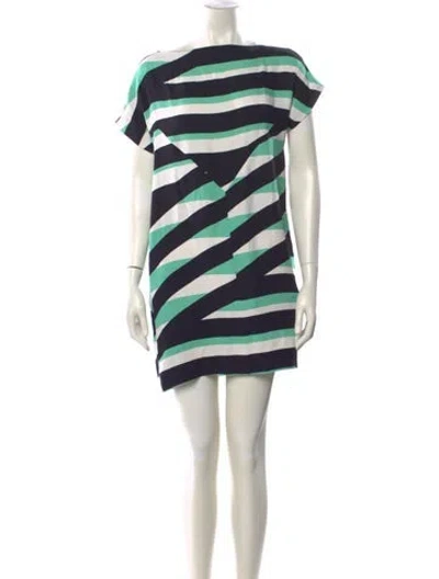 Pre-owned Kenzo Striped Mini Dress In Green