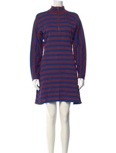 Pre-owned Kenzo Striped Mini Dress W/ Tags In Blue
