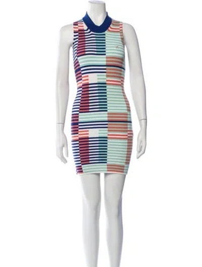 Pre-owned Kenzo Striped Mini Dress In White