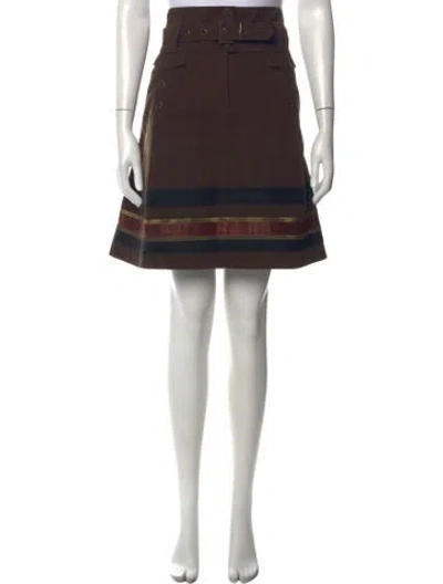 Pre-owned Kenzo Striped Mini Skirt In Brown