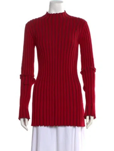 Pre-owned Kenzo Striped Mock Neck Sweater In Red