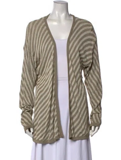Pre-owned Kenzo Striped Open Front Sweater In Neutral