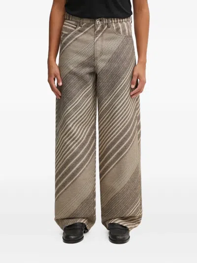 Kenzo Striped-pattern Pocket Trousers In Gray
