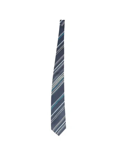 Pre-owned Kenzo Striped-pattern Silk Tie In Blue