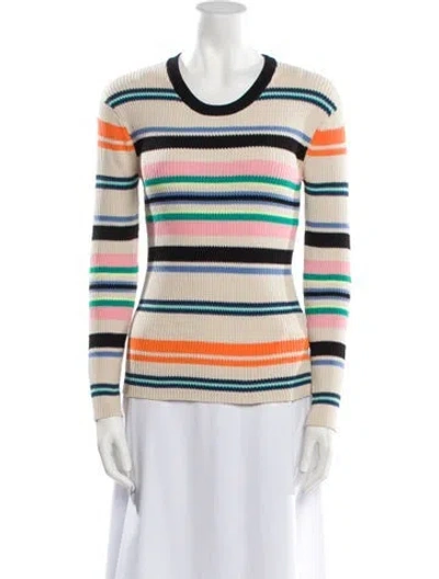 Pre-owned Kenzo Striped Scoop Neck Sweater In Neutral