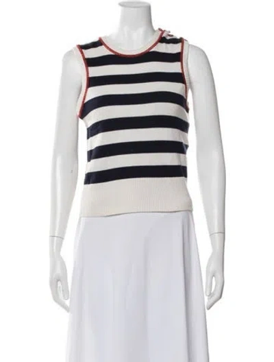Pre-owned Kenzo Striped Scoop Neck Sweater In White