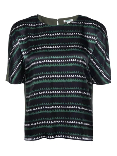 Pre-owned Kenzo Striped Short-sleeves Top