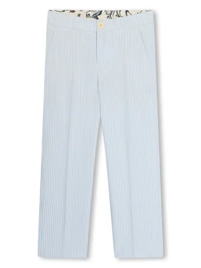 Kenzo Kids' Striped Straight-leg Trousers In Blue
