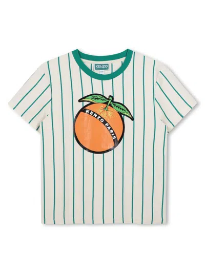 Kenzo Kids' Striped T-shirt In Green