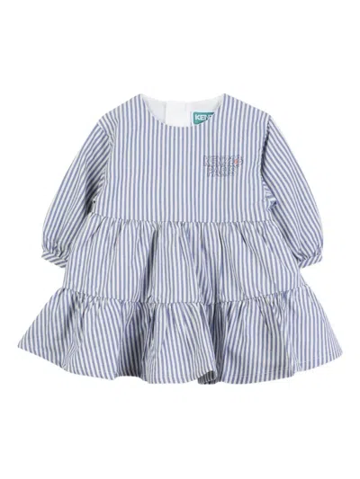Kenzo Babies' Striped Tiered Dress In Blue