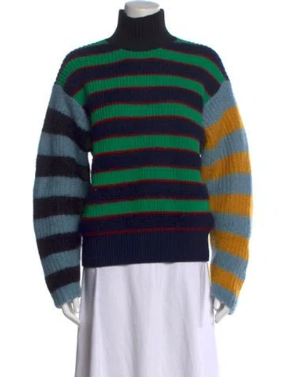 Pre-owned Kenzo Striped Turtleneck Sweater In Blue