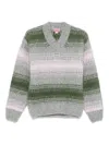 Kenzo Striped V-neck Sweater Long Sleeves In Multi