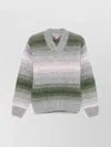 Kenzo Striped V-neck Sweater Long Sleeves In Multi