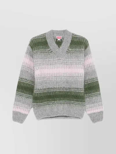 KENZO STRIPED V-NECK SWEATER LONG SLEEVES