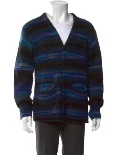 Pre-owned Kenzo Striped V-neck Cardigan In Blue