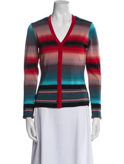 Pre-owned Kenzo Striped V-neck Top In Blue