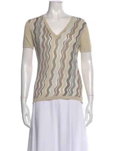 Pre-owned Kenzo Striped V-neck T-shirt In Green
