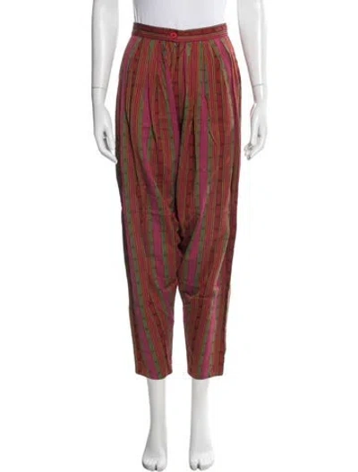 Pre-owned Kenzo Striped Wide Leg Pants In Red