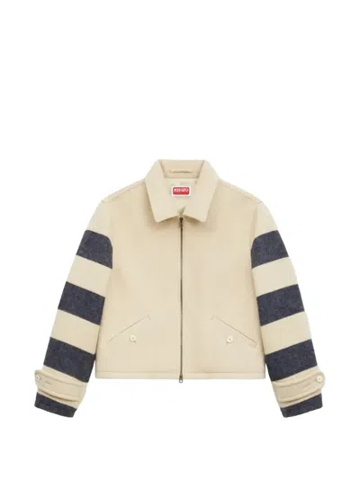 Kenzo Striped-sleeve Jacket In Neutral