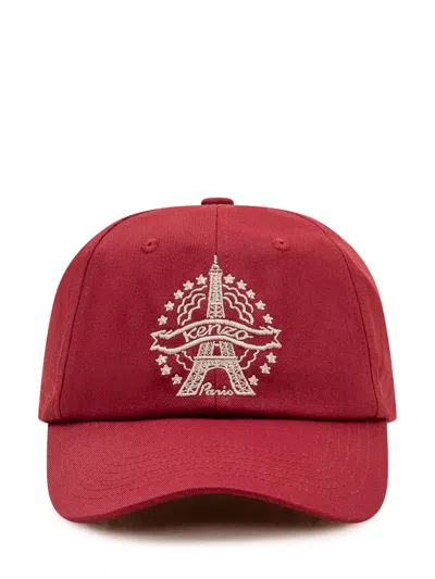 Kenzo Structured 100% Cotton Cap In Bordeaux